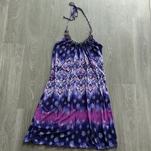 ☀️Vibrant Purple Beaded Beachy Dress - S